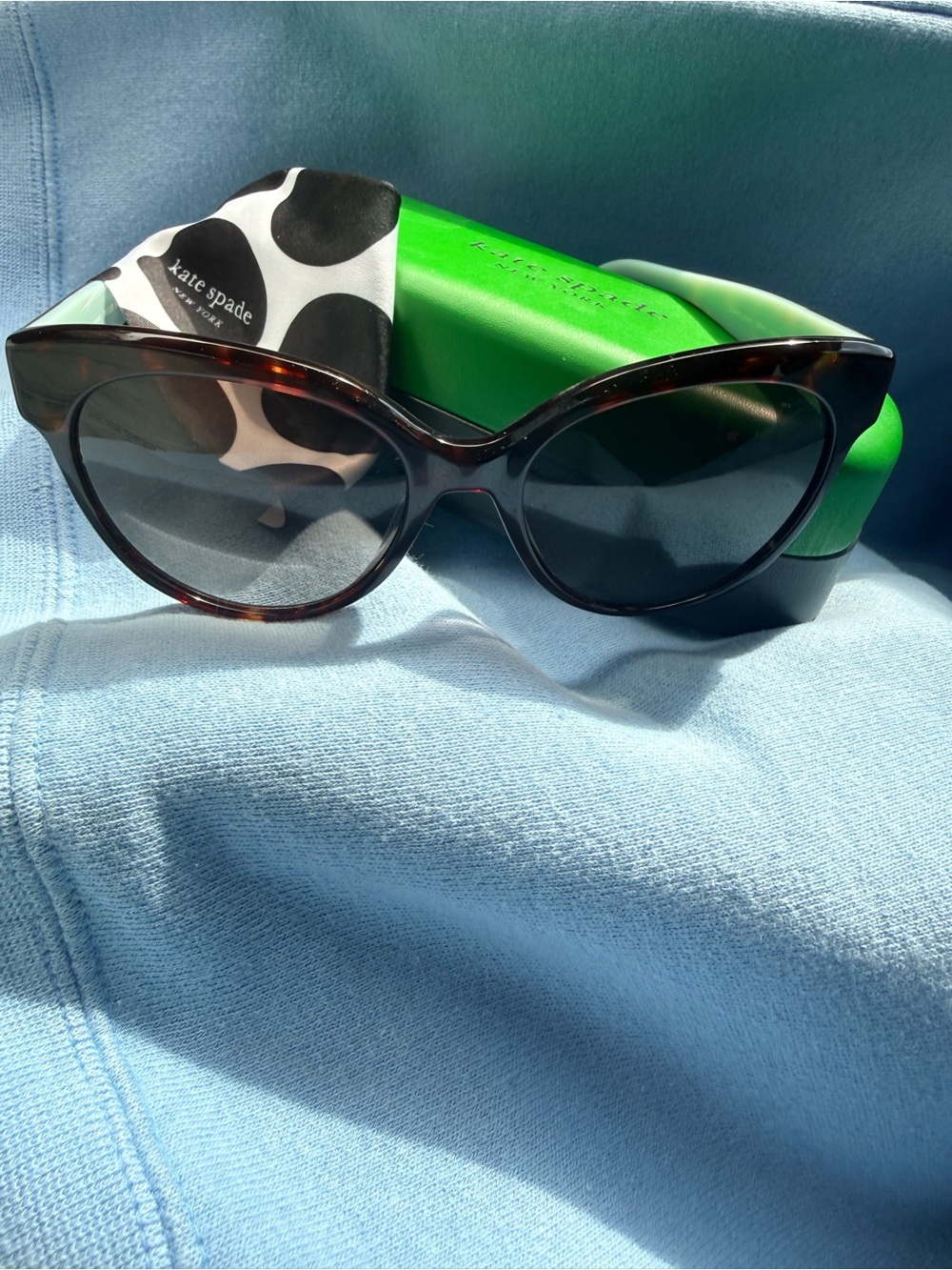 kate spade Tortoiseshell Cat-Eye Sunglasses with Dark Lenses with Case